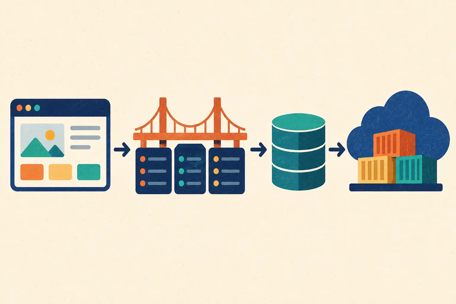 How a full-stack web app connects the frontend, backend, database and cloud